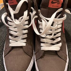 Nike SB Blazer Mid Brown and Red Sneakers
